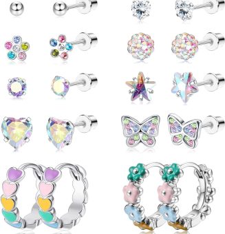 10ペア ピアス レディース 人気 ピアス ネジ式 アレルギー対応 蝶 花 ハート 星 ボール ピアス リング ジルコン サージカルステンレス316L プラチナ おしゃれ 女性 可愛い ピンク カラー ピアス アクセサリー 誕生日 プレゼント クリスマス 記念日 バタフライ ヘリックスピアス