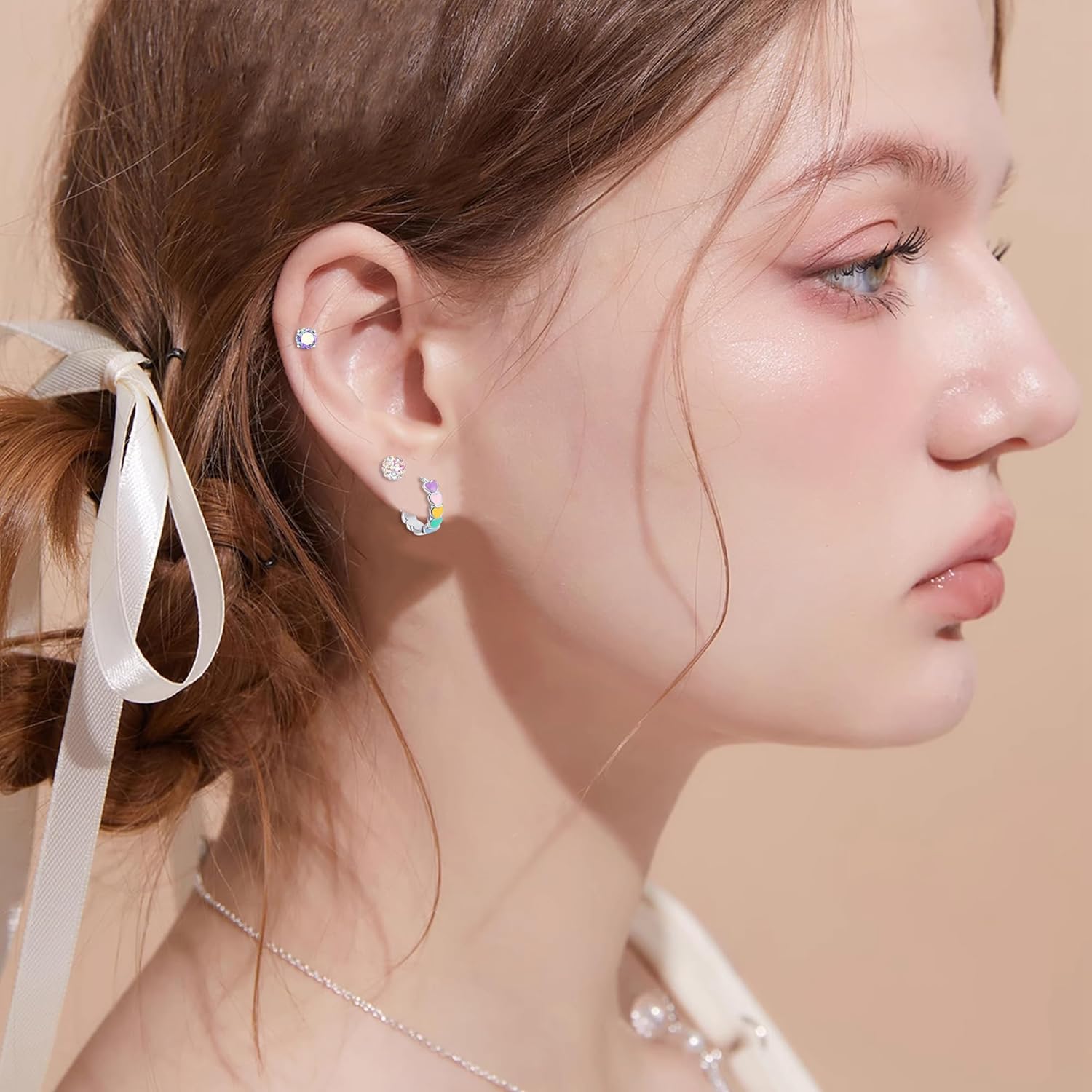 10ペア ピアス レディース 人気 ピアス ネジ式 アレルギー対応 蝶 花 ハート 星 ボール ピアス リング ジルコン サージカルステンレス316L プラチナ おしゃれ 女性 可愛い ピンク カラー ピアス アクセサリー 誕生日 プレゼント クリスマス 記念日 バタフライ ヘリックスピアス - 画像 (2)