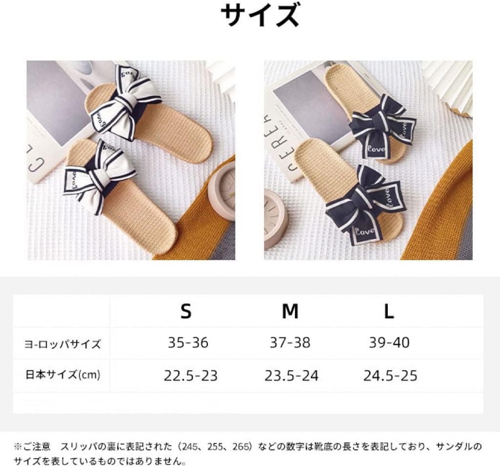 スリッパ レディース 麻 室内 夏用 洗える ルームシューズ 前開き おしゃれ サンダル レディース リボン 可愛い 通気吸汗 涼し サラサラ 快適 静音軽量 滑り止め ルームスリッパ リネン 履きやすい - 画像 (6)